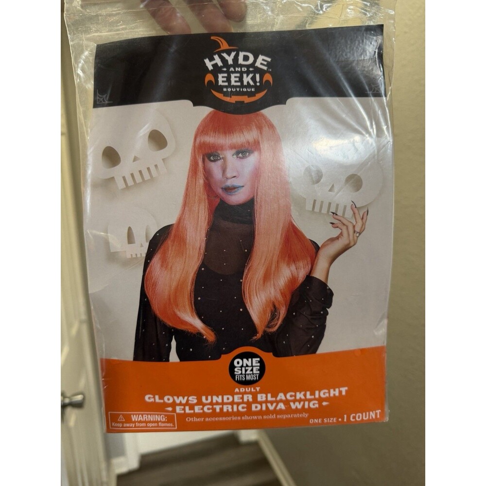 Hyde And Eek!Halloween Orange Glow Under Blacklight Women Costume Wig